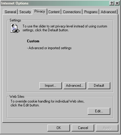 Internet Explorer 6 options