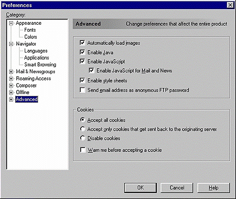 For Netscape Users: Preferences